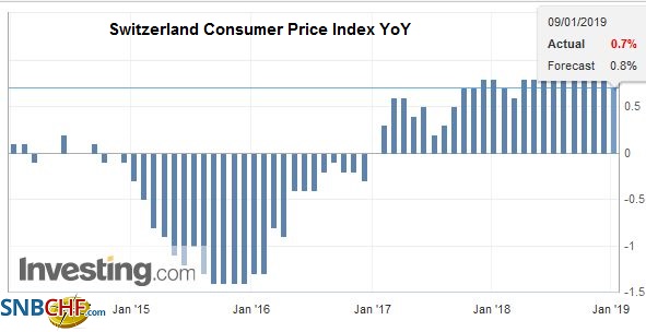 Swiss Consumer Price Index in December 2018: +0.7 percent YoY, -0.3 percent MoM