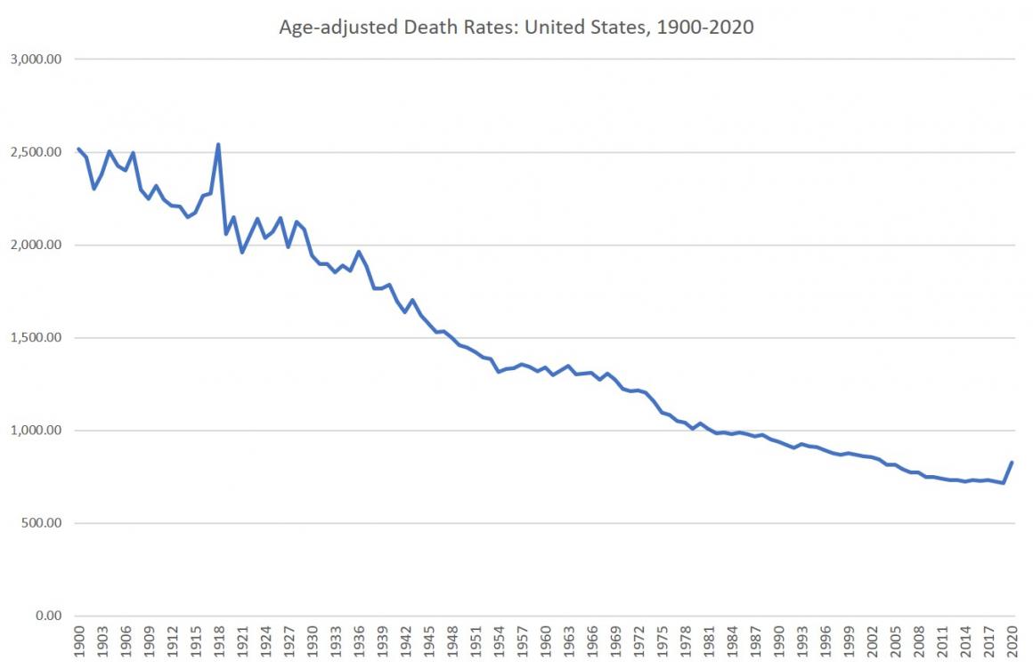 Age-Adjusted Mortality Is at 2004 Levels. Yet They Tell Us Covid Is Worse Than the 1918 Flu.