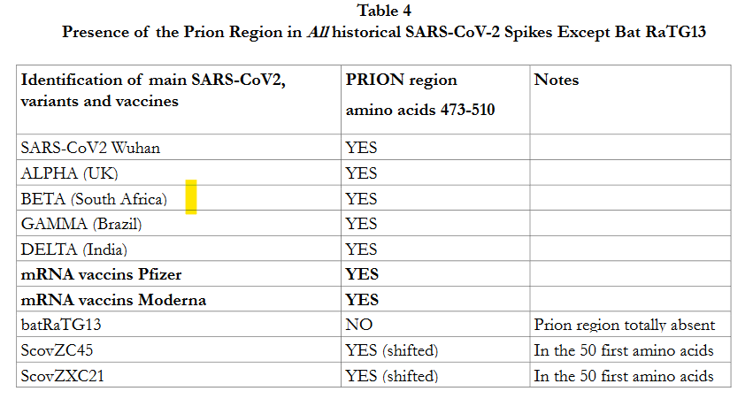 Zone à prions dans la protéine Spike des vaccins anti Covid. Convergence de 3 publications