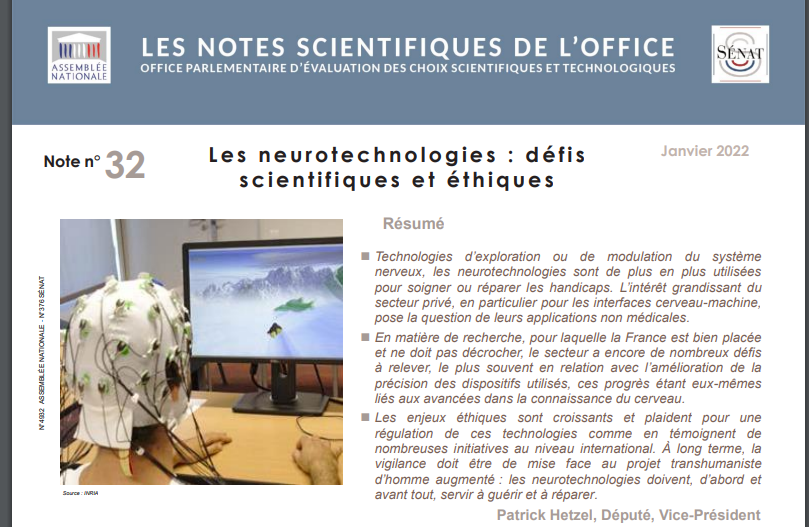 Le dossier des Interfaces Cerveau-Machine non thérapeutiques sur la table de vos dirigeants politiques